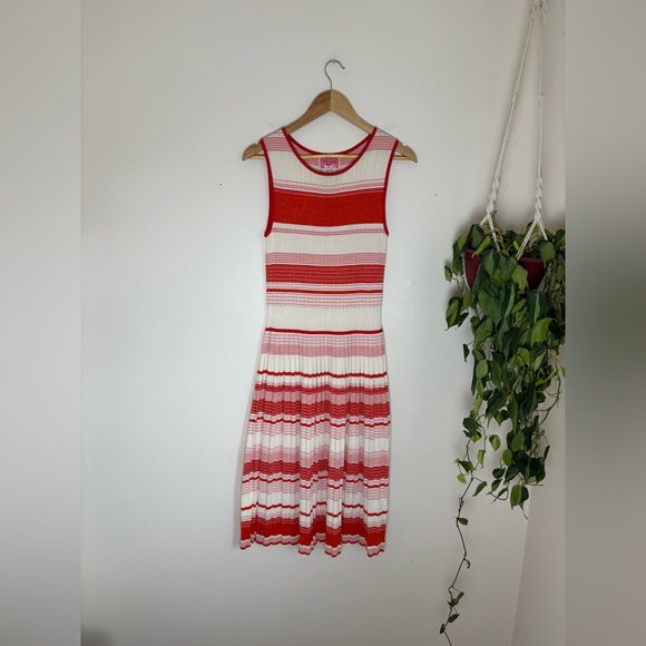 Kate Spade New York Striped Sleeveless Woven Knit Pleated Sweater Dress - Picture 3 of 8
